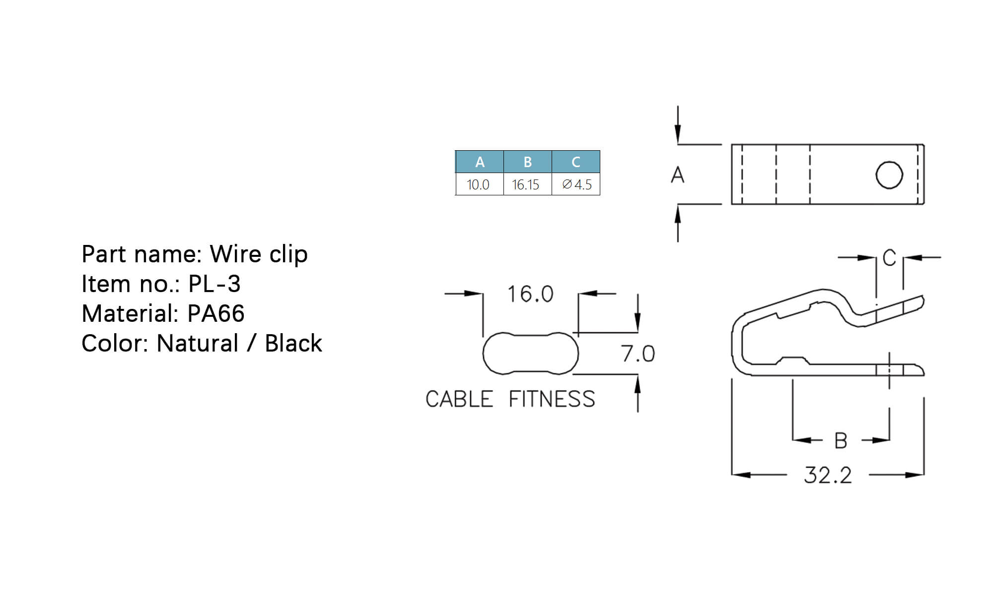 Wire clip PL-3